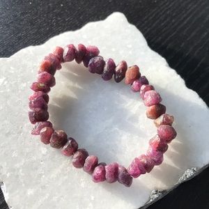Chunky natural ruby elastic stretch bracelet